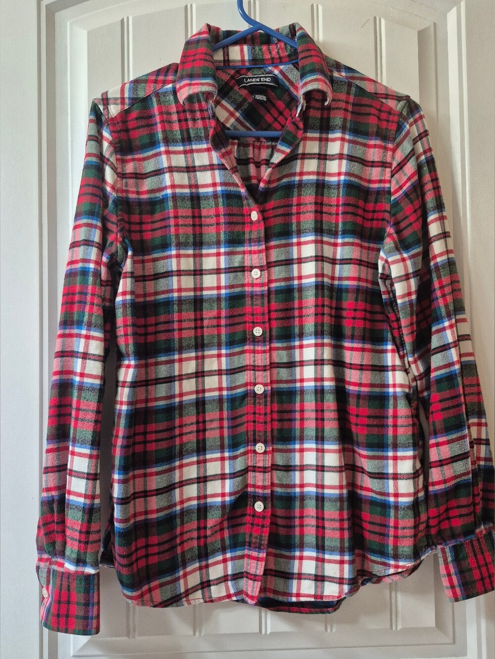 Classic Lands' End Women's Plaid Flannel Shirt Size 4